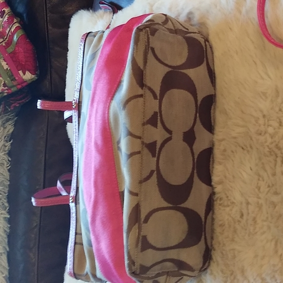 Vintage coach signature striped tote and shoulder bag. - Picture 8 of 10